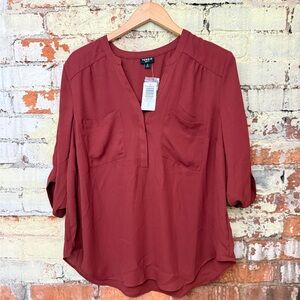 Torrid Harper Georgette Rich 3/4 Sleeve Blouse